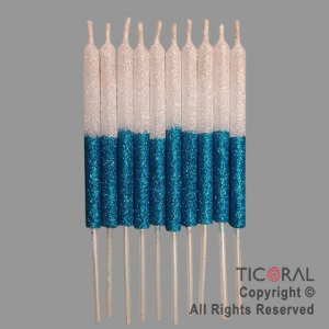 VELA LISA GIBREADA COMBINADA BLANCO Y CELESTE CON PINCHE X 10